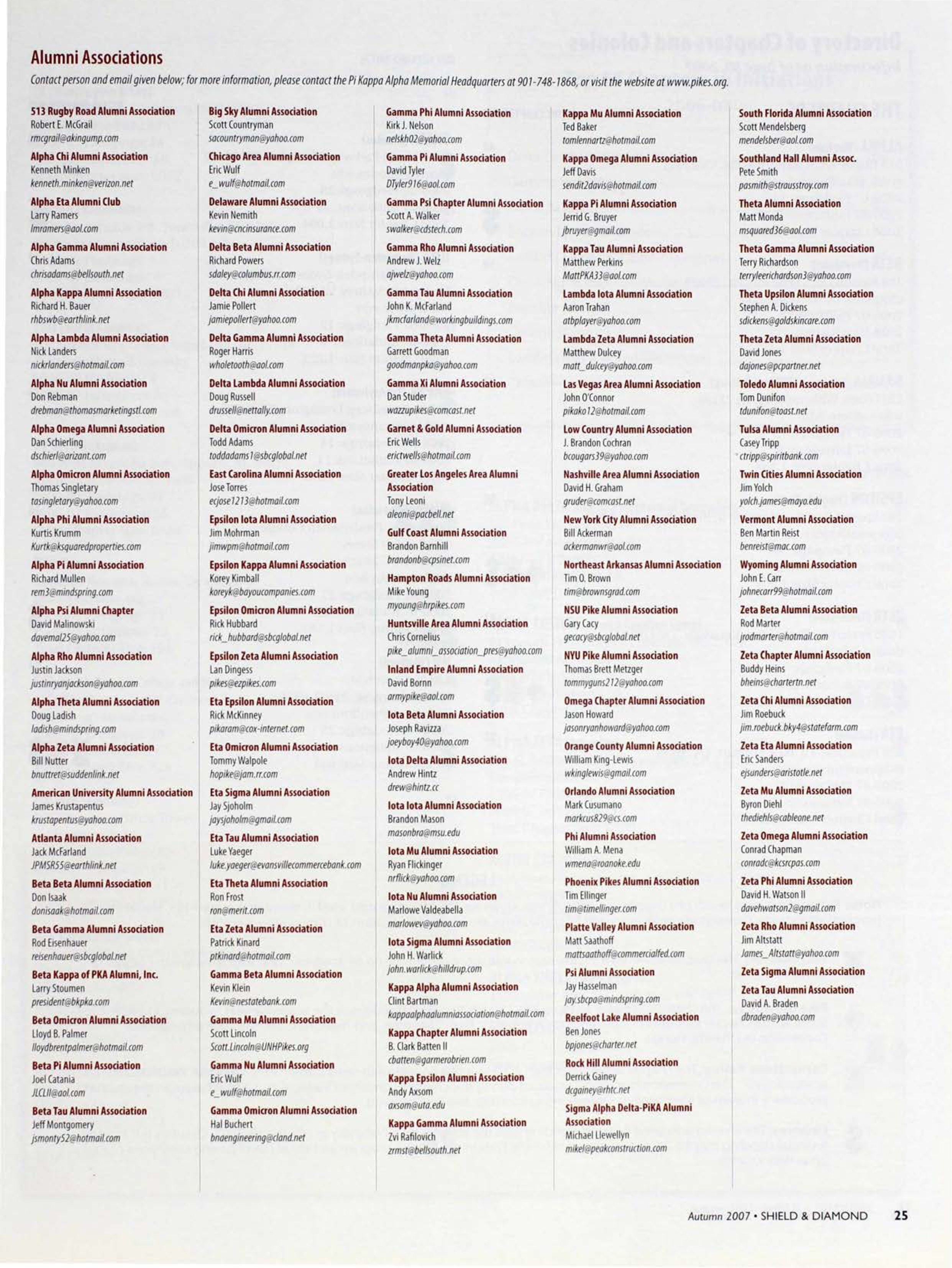 Alumni Association, Autumn 2007